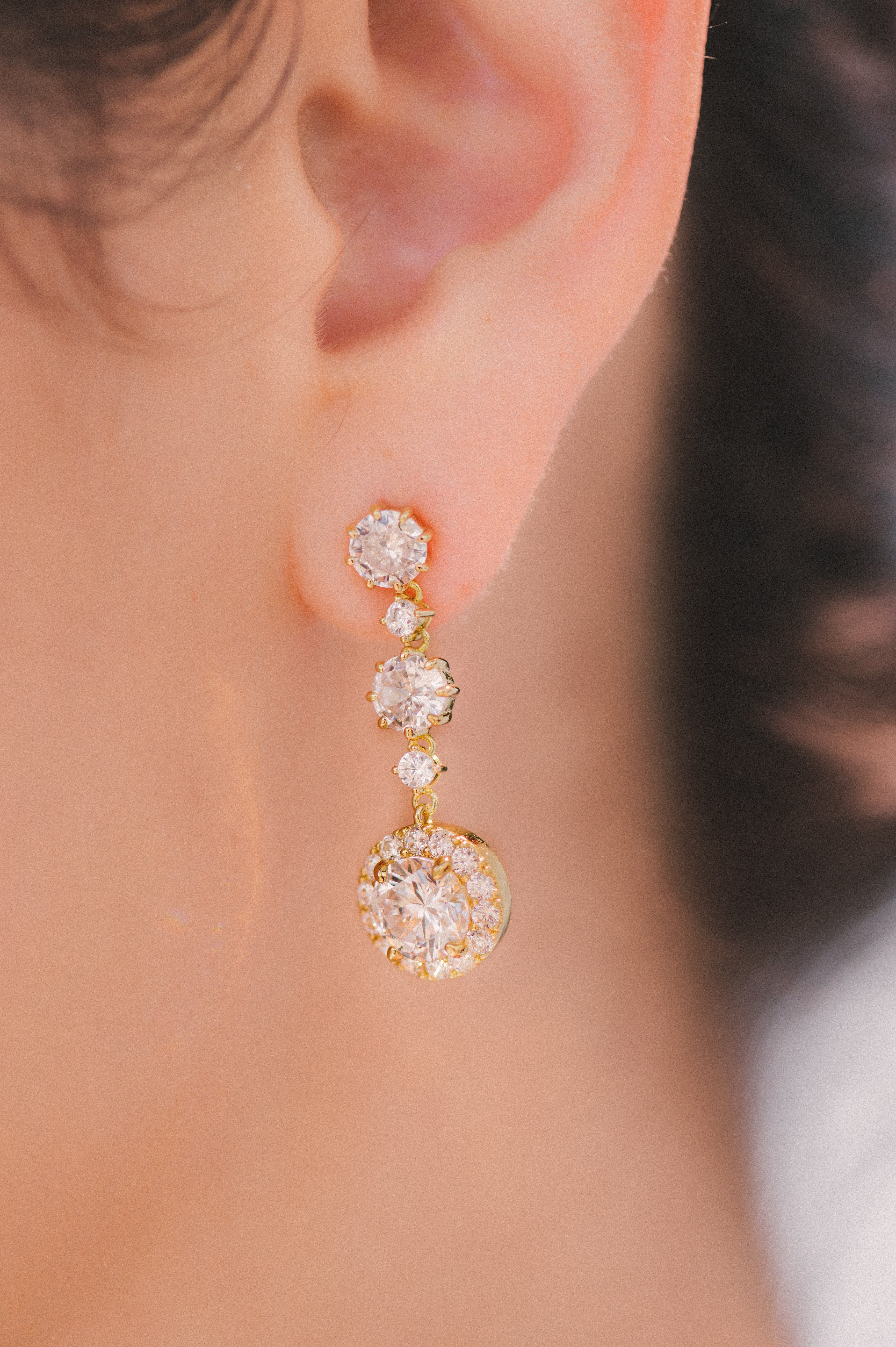 Anastasia Gold Dangler Studs - Image 2