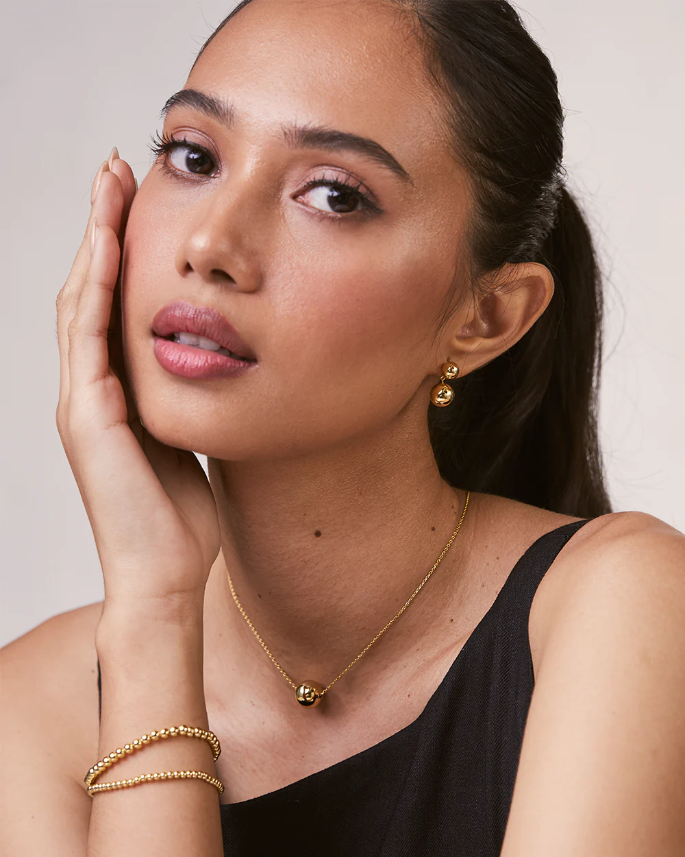 Brielle Gold Drop Studs - Image 3
