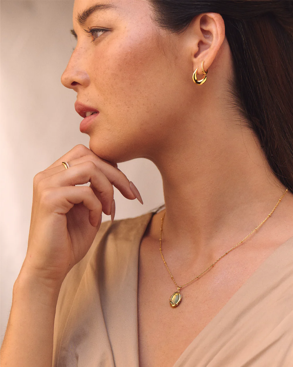 Celeste Gold Locket Necklace - Image 5