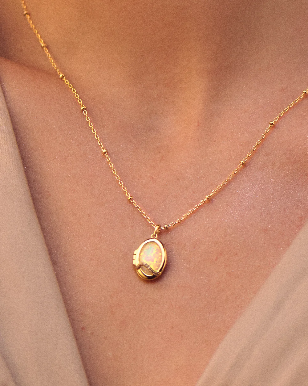Celeste Gold Locket Necklace - Image 6