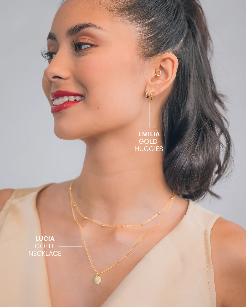 Emilia Gold Huggies - Image 3