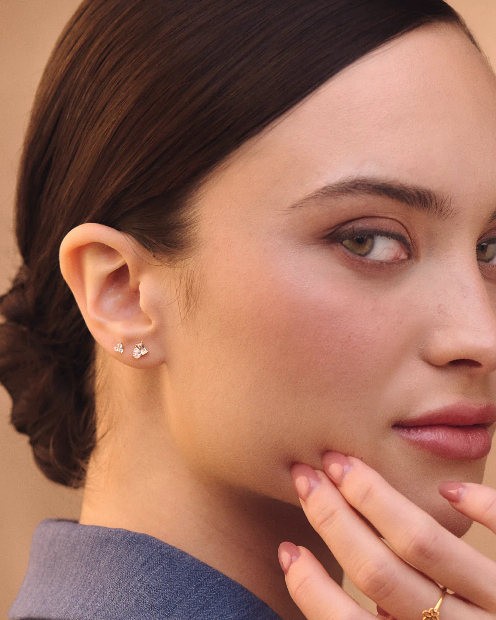 Bina Gold Flatback Stud - Image 3