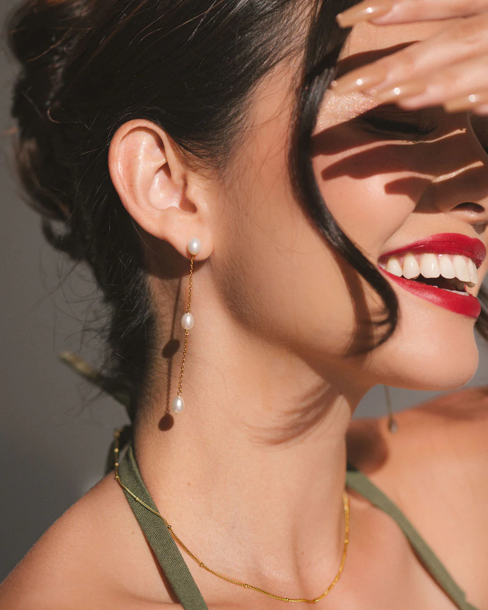 Gabriella Gold Dangler Studs - Image 2