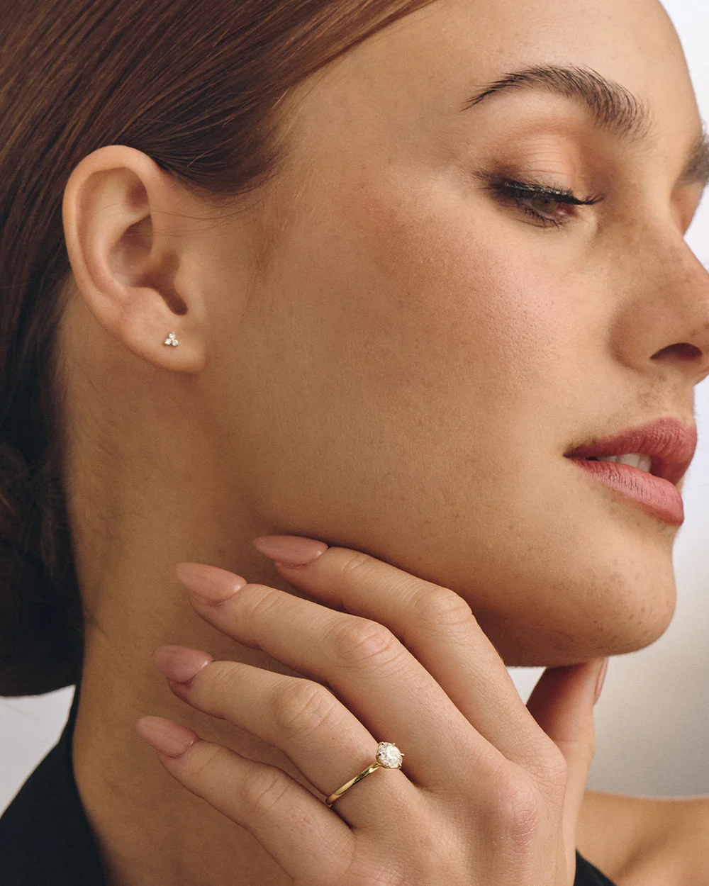 Ina Diamond Gold Flatback Stud - Image 4