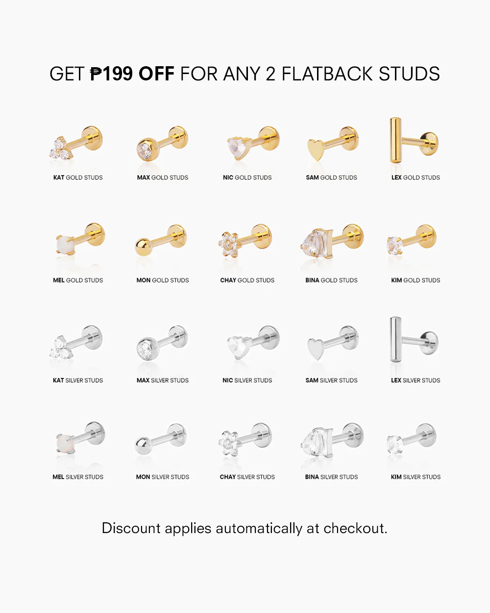 Bea Silver Flatback Stud - Image 3