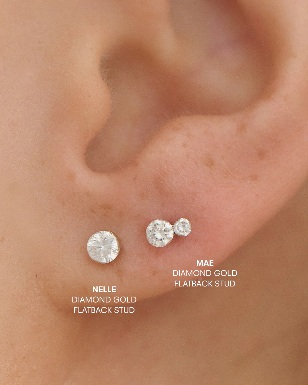 Nelle Diamond White Gold Flatback Stud - Image 3